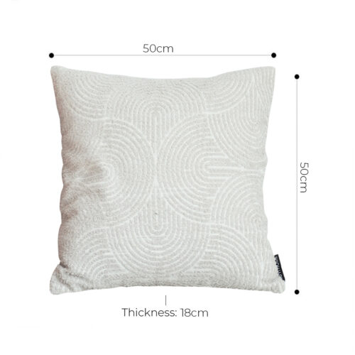 2x 50cm Throw Pillow Off White Lumbar Embroidered Decorative Cover Stitch - Image 5