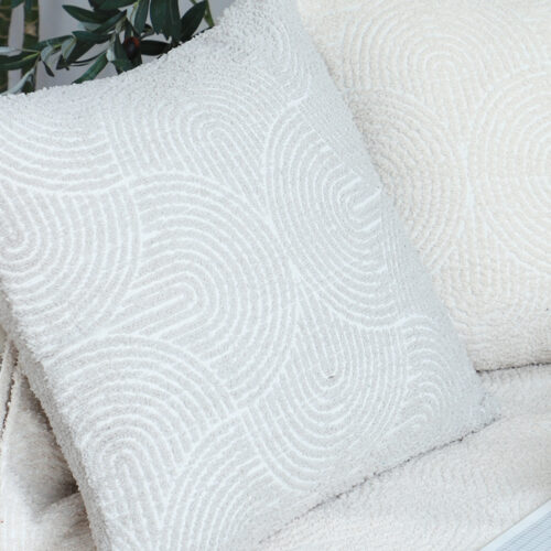 2x 50cm Throw Pillow Off White Lumbar Embroidered Decorative Cover Stitch - Image 6