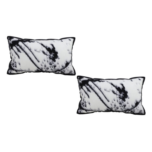 2x 35cm Throw Pillow Black White Leopard Thick Premium Polyester Fiber