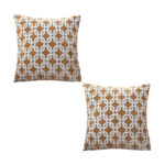 2x 50cm Brown Checkered Chain Jacquard Square Pillow Decorative Cushion