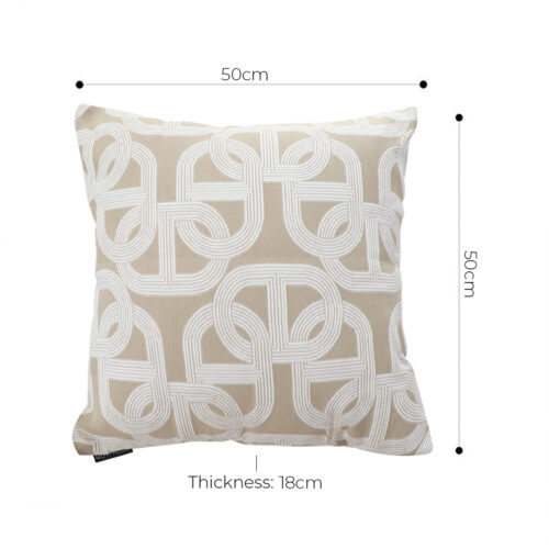 2x 50cm Throw Pillow Beige Interlocking Geometric Pattern Modern Accent - Image 5