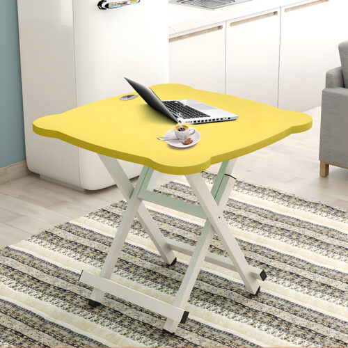 2x Yellow Minimalist Cat Ear Folding Table Indoor Outdoor Portable Stall Desk Decor - Image 3