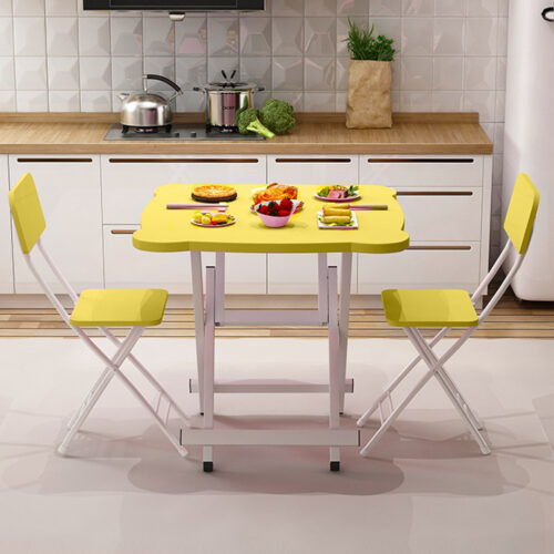 2x Yellow Minimalist Cat Ear Folding Table Indoor Outdoor Portable Stall Desk Decor - Image 5