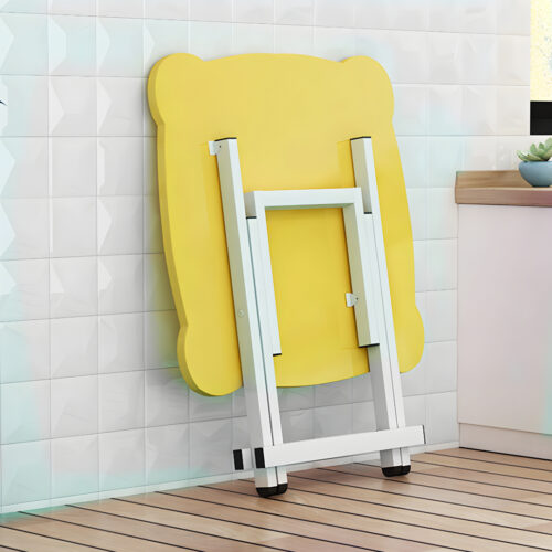 2x Yellow Minimalist Cat Ear Folding Table Indoor Outdoor Portable Stall Desk Decor - Image 7