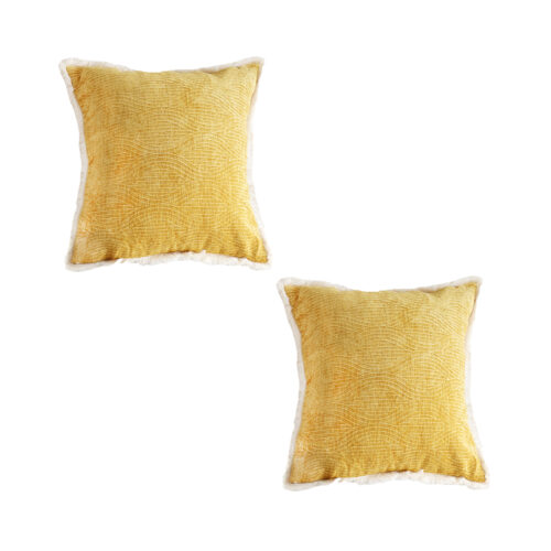 2x 50cm Throw Pillow Turmeric Yellow Aesthetic Chenille Texture