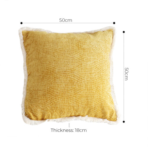 2x 50cm Throw Pillow Turmeric Yellow Aesthetic Chenille Texture - Image 5