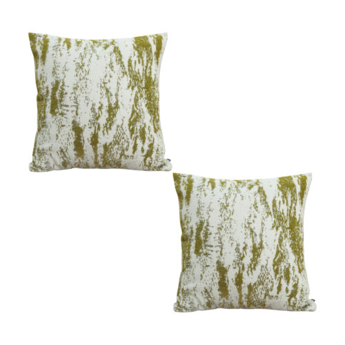 2x 50cm Throw Pillow White Olive Green Deluxe Polyester Fiber Cotton
