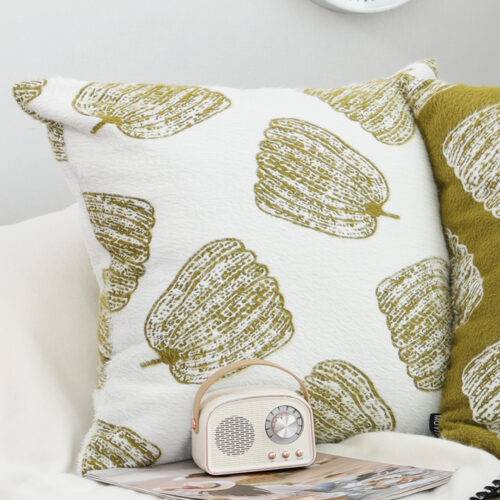 2x 50cm Throw Pillow White with Olive Green Autumn Harvest Pumpkin Print Decor - Image 7