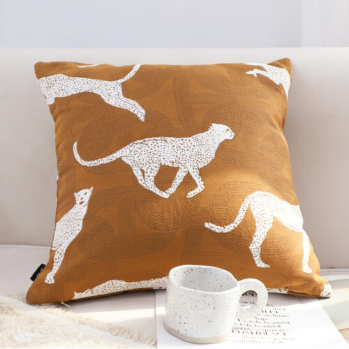 2x 50cm Throw Pillow Brown White Cheetah Animal Print - Image 2