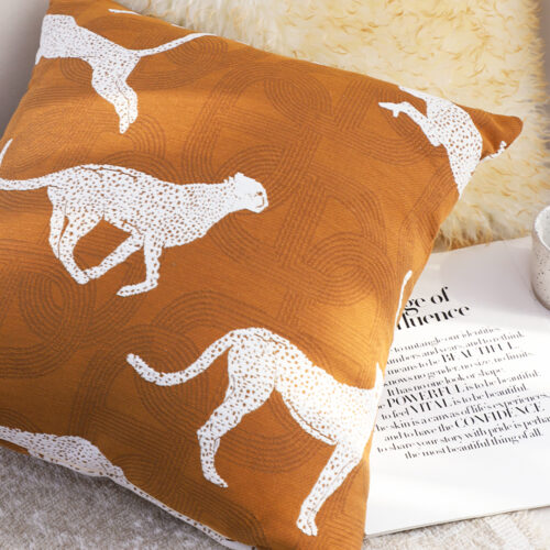 2x 50cm Throw Pillow Brown White Cheetah Animal Print - Image 6
