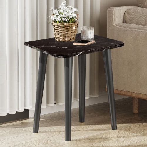 2x 40cm Black Ceramic Table Stone Pattern Compact Modern with Black Metal Legs - Image 4