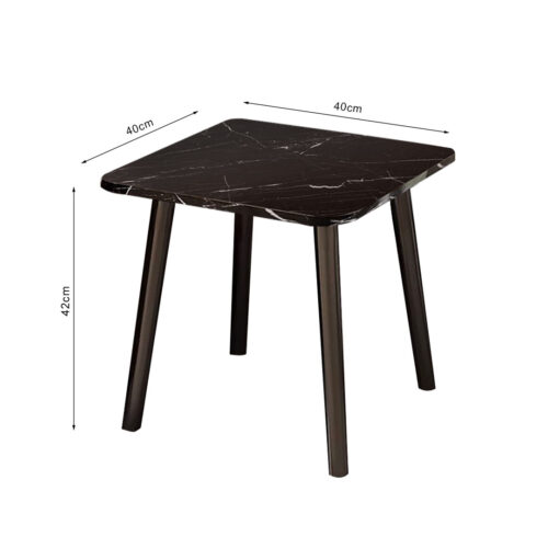 2x 40cm Black Ceramic Table Stone Pattern Compact Modern with Black Metal Legs - Image 5