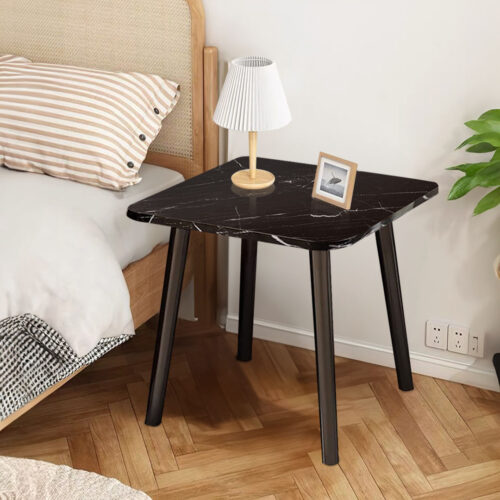 2x 40cm Black Ceramic Table Stone Pattern Compact Modern with Black Metal Legs - Image 7