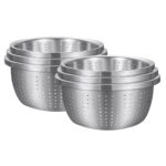 2x Stainless Steel Nesting Basin Colander Sink Washing Bowl Metal Basket Strainer Set of 3