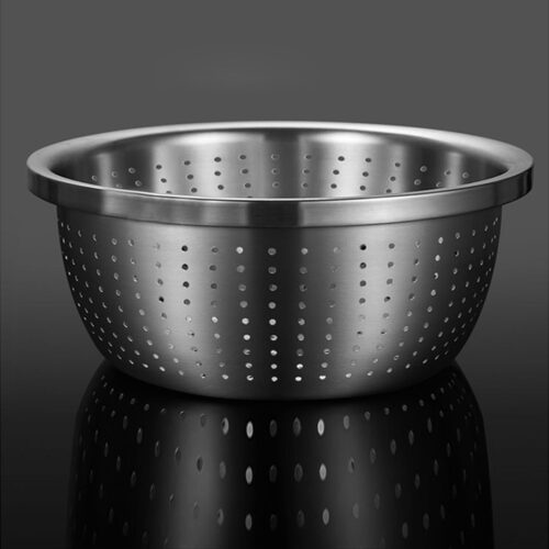 2x Stainless Steel Nesting Basin Colander Sink Washing Bowl Metal Basket Strainer Set of 3 - Image 8