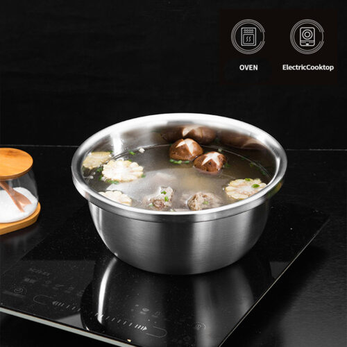 2x 5Pcs Deepen Matte Stainless Steel Stackable Baking Washing Mixing Bowls Set Food Storage Basin - Image 4
