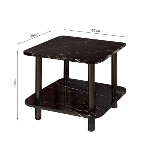 2x 60cm Black Ceramic Table Stone Pattern Modern with Black Metal Legs - Image 6