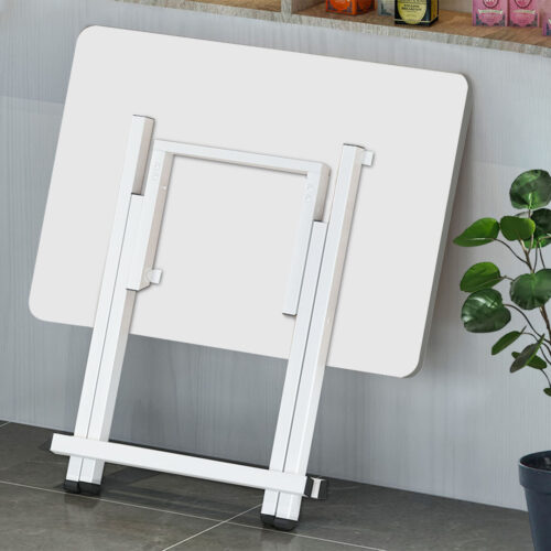 2x White Dining Table Portable Square Surface Space Saving Folding Desk with Lacquered Legs Decor - Image 7