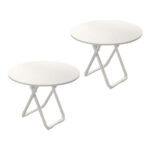 2x 80cm White Modern Minimalist Table with Sleek Surface Functional
