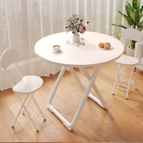 2x 80cm White Modern Minimalist Table with Sleek Surface Functional - Image 3