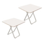 2x 80cm White Square Table with White Legs Modern Minimalist