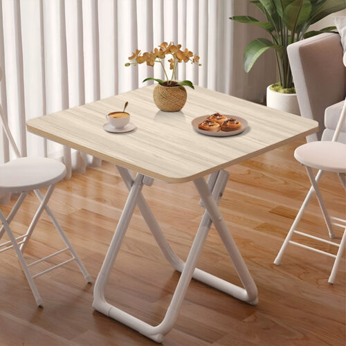 2x 80cm Light Square Table with White Legs Modern - Image 4