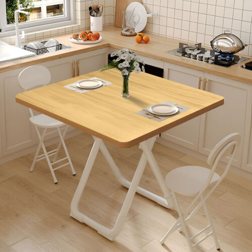 2x 80cm Wood Color Board Square Table with White Legs Modern - Image 3