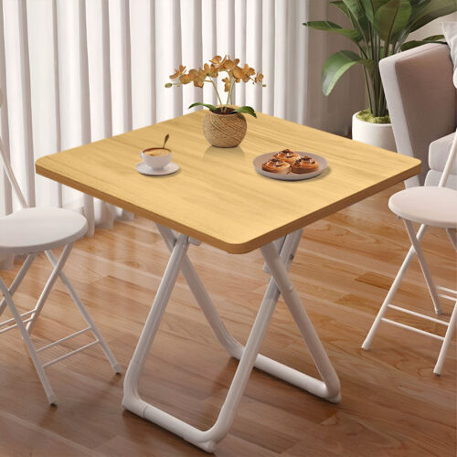 2x 80cm Wood Color Board Square Table with White Legs Modern - Image 4