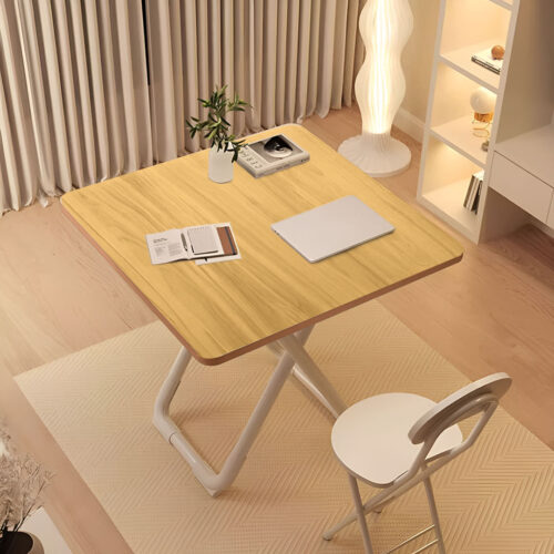 2x 80cm Wood Color Board Square Table with White Legs Modern - Image 6