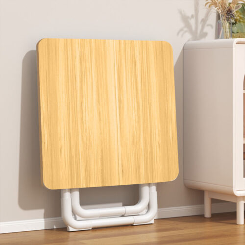 2x 80cm Wood Color Board Square Table with White Legs Modern - Image 7