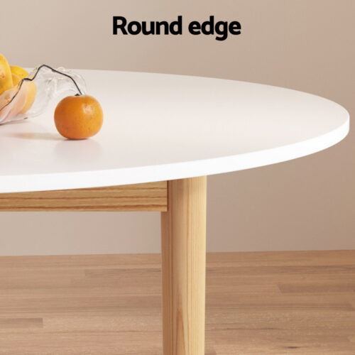 Artiss Dining Table and Chairs Set 5PCS White Wood Restaurant Kitchen Furniture - Image 4