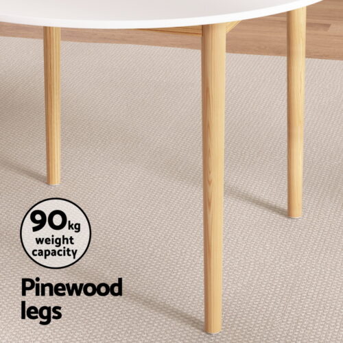 Artiss Dining Table and Chairs Set 5PCS White Wood Restaurant Kitchen Furniture - Image 5
