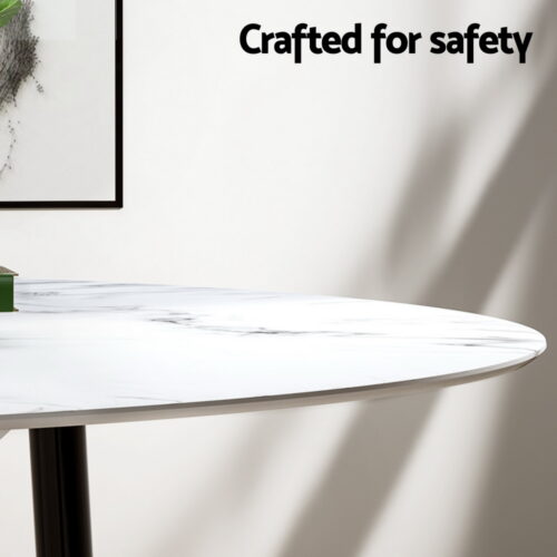 1 Artiss Dining Table and 4 Chairs Set Marble White - Image 4