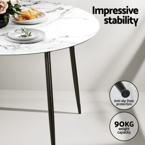 1 Artiss Dining Table and 4 Chairs Set Marble White - Image 5