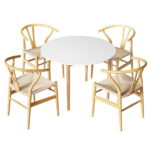 Artiss Dining Table and Chairs Set 5pcs Wishbone Restaurant Kitchen Furniture