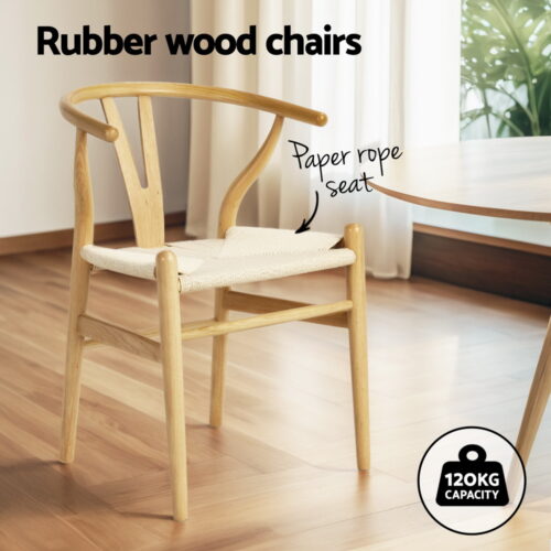 Artiss Dining Table and Chairs Set 5pcs Wishbone Restaurant Kitchen Furniture - Image 6