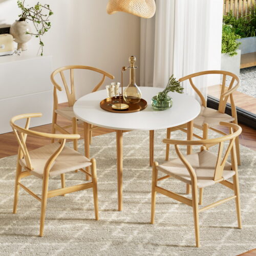 Artiss Dining Table and Chairs Set 5pcs Wishbone Restaurant Kitchen Furniture - Image 7