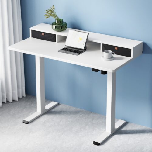 Artiss Electric Standing Desk with Storage Shelf Drawer Office Table 120CM - Image 7