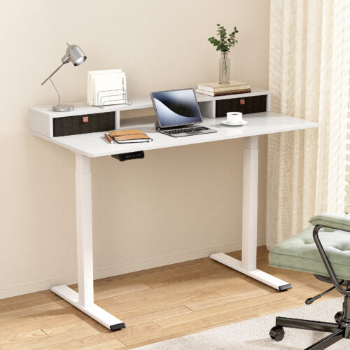 Artiss Electric Standing Desk Dual Motor Office Table With Shelf Drawer120CM - Image 7