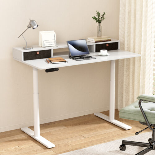 Artiss Electric Standing Desk with Storage Rack Shelf Drawers White 120CM - Image 7