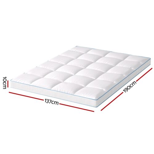 Giselle Bedding Mattress Topper Pillowtop Bamboo 10cm Double - Image 2
