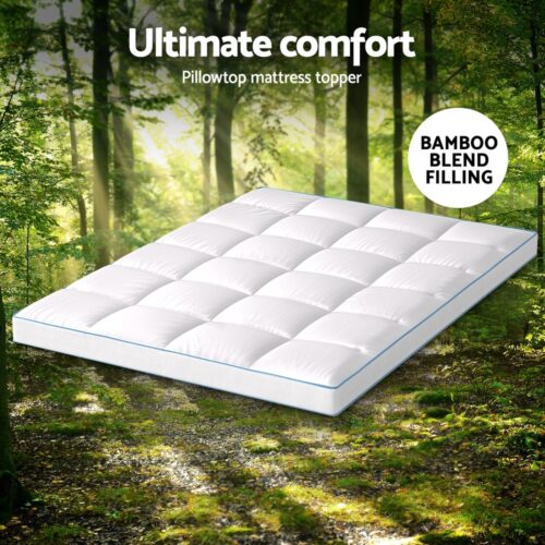 Giselle Bedding Mattress Topper Pillowtop Bamboo 10cm Double - Image 4