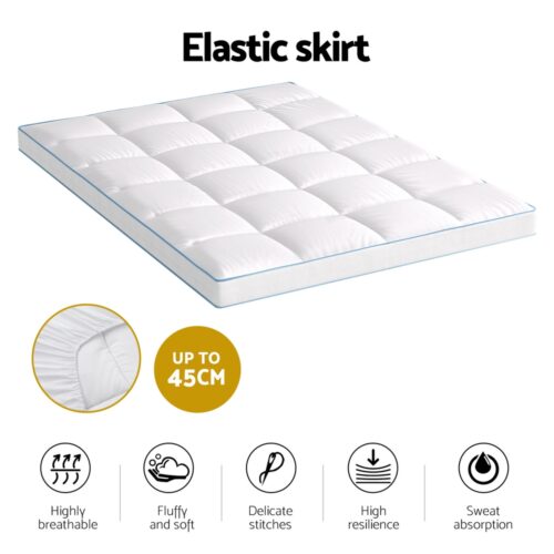 Giselle Bedding Mattress Topper Pillowtop Bamboo 10cm Double - Image 5
