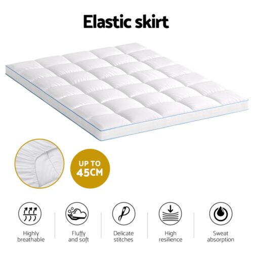 Giselle Bedding Mattress Topper Pillowtop Bamboo 10cm Queen - Image 5