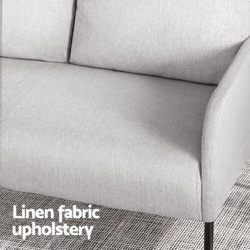 Artiss Armchair 4 Seater Sofa Set Pillow Gery Kane - Image 4