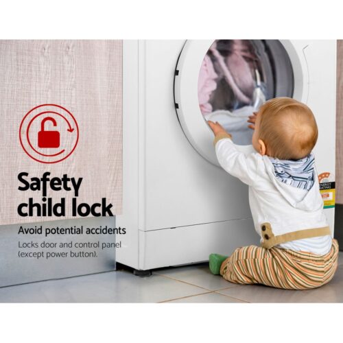 Devanti 8kg Front Load Washing Machine Quick Wash 24h Delay Start Automatic - Image 5