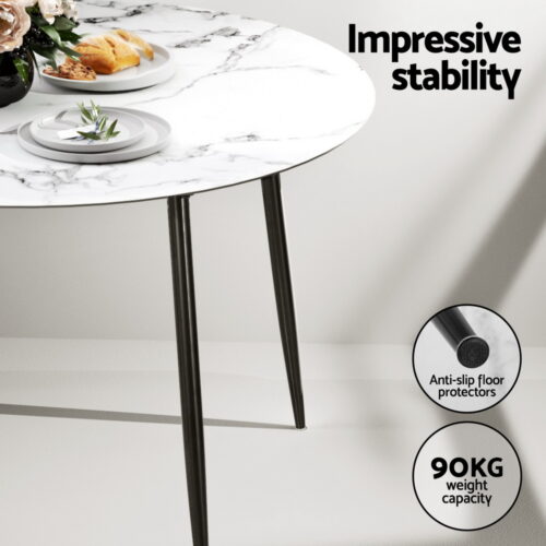 1 Artiss Dining Table and 4 Chairs Set Marble Grey - Image 5