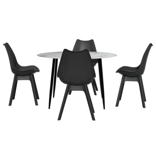 Artiss Dining Table and Chairs Set 5PCS Marble Black Lounge Kitchen Furniture - Image 3