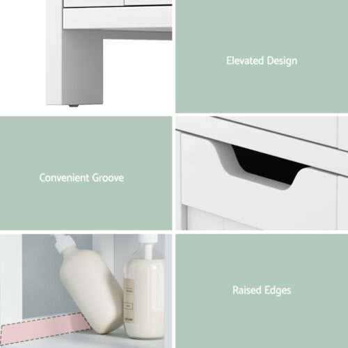 Artiss Bathroom Storage Cabinet 89cm Floor Toilet Drawer Bedroom Organizer Standing White - Image 7