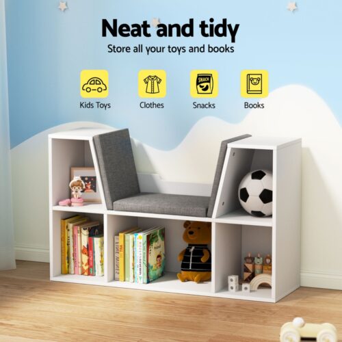 Keezi Kids Bookshelf Bookcase Toys Box Shelves Storage Cabinet Container Children Organiser - Image 6